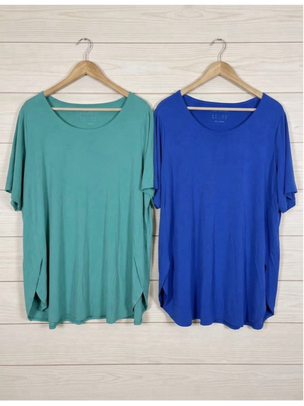 Susan Graver Modern Essentials Liquid Knit Tunic Tops Set of 2 Sz 1X Colorful